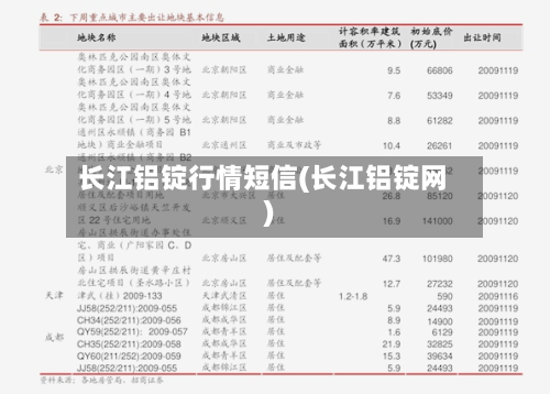 长江铝锭行情短信(长江铝锭网)