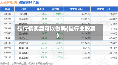 硅行情买卖可以做吗(硅行业股票)-第2张图片
