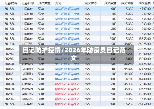 日记防护疫情/2026年防疫员日记范文