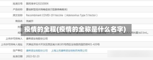 疫情的全程(疫情的全称是什么名字)