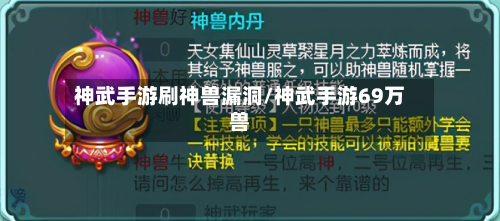 神武手游刷神兽漏洞/神武手游69万兽-第2张图片
