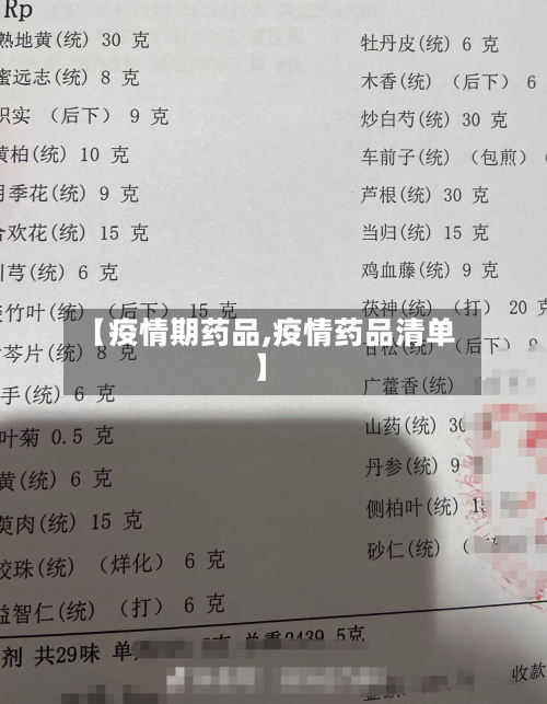 【疫情期药品,疫情药品清单】