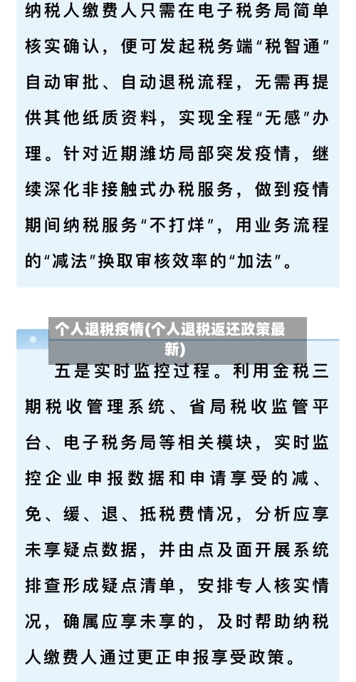 个人退税疫情(个人退税返还政策最新)