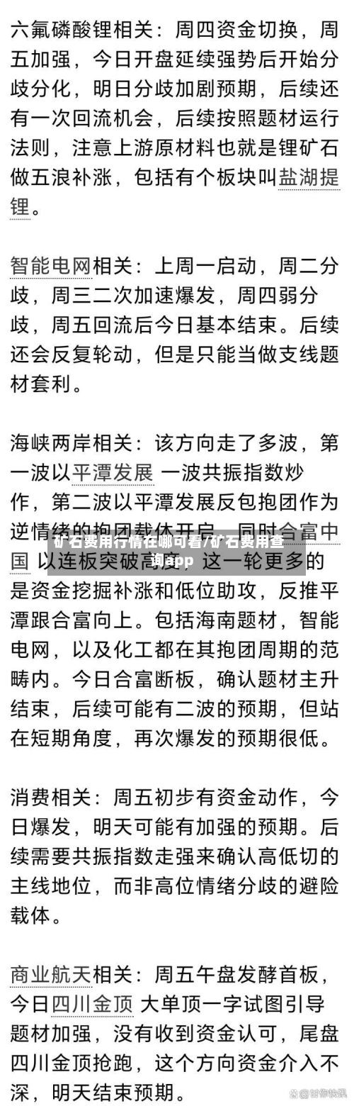 矿石费用行情在哪可看/矿石费用查询app