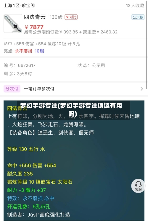 梦幻手游专注(梦幻手游专注项链有用吗)
