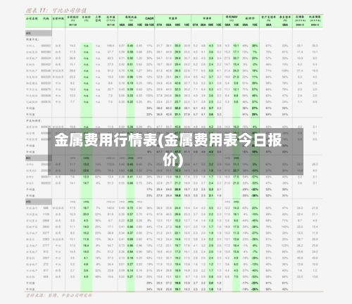 金属费用行情表(金属费用表今日报价)