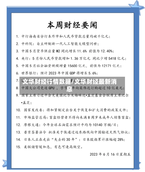 文华财经行情数据/文华财经最新消息