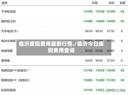 临沂废铜费用最新行情./临沂今日废铜费用查询