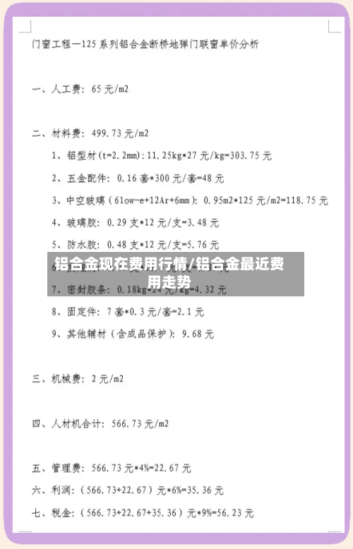 铝合金现在费用行情/铝合金最近费用走势