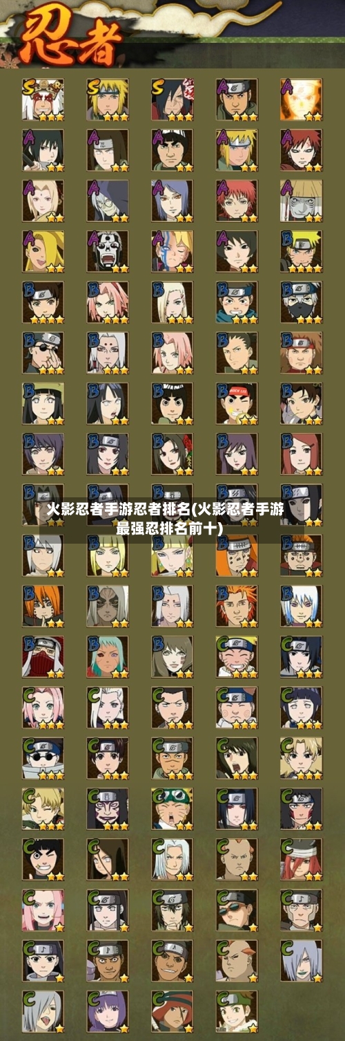 火影忍者手游忍者排名(火影忍者手游最强忍排名前十)
