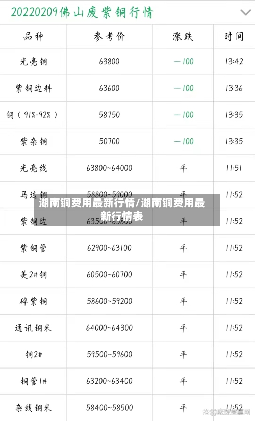 湖南铜费用最新行情/湖南铜费用最新行情表-第2张图片