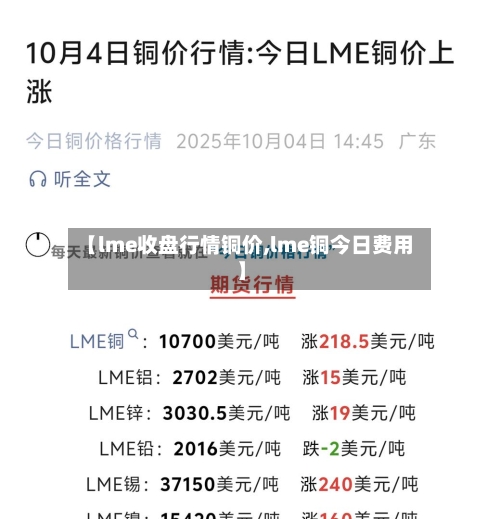 【lme收盘行情铜价,lme铜今日费用】