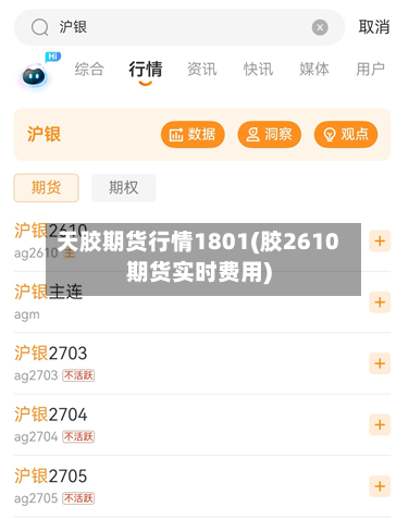 天胶期货行情1801(胶2610期货实时费用)