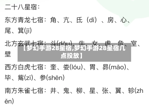 【梦幻手游28星宿,梦幻手游28星宿几点投放】