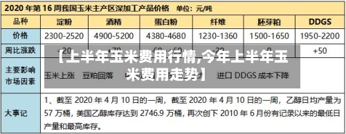 【上半年玉米费用行情,今年上半年玉米费用走势】