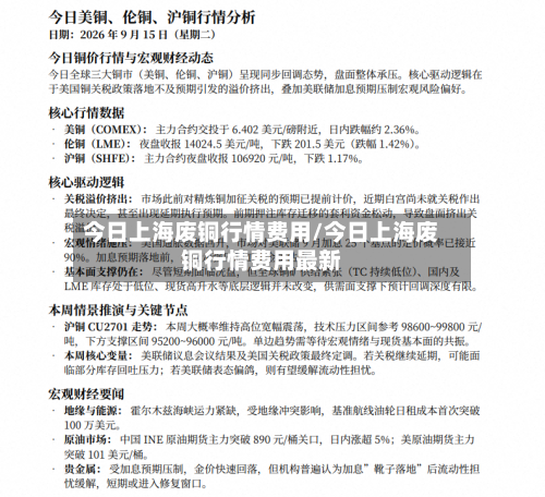 今日上海废铜行情费用/今日上海废铜行情费用最新