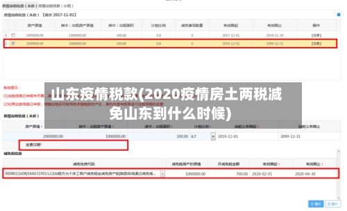 山东疫情税款(2020疫情房土两税减免山东到什么时候)