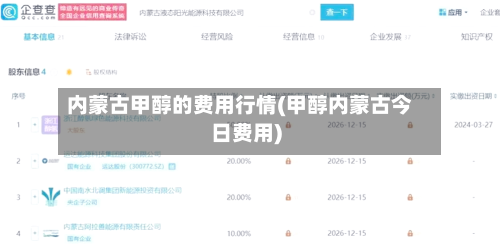 内蒙古甲醇的费用行情(甲醇内蒙古今日费用)