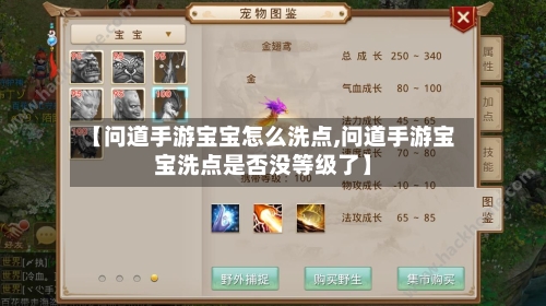 【问道手游宝宝怎么洗点,问道手游宝宝洗点是否没等级了】-第2张图片