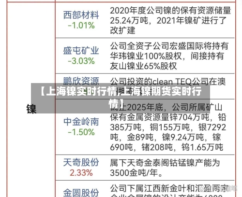 【上海镍实时行情,上海镍期货实时行情】