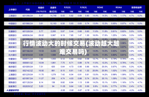 行情波动大的时候交易(波动越大越难交易吗)-第2张图片