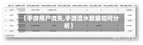 【手游用户流失,手游流水数据如何分析】-第3张图片