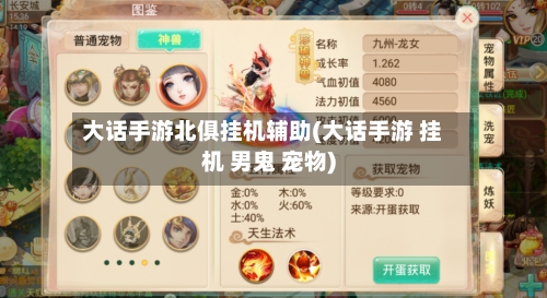 大话手游北俱挂机辅助(大话手游 挂机 男鬼 宠物)